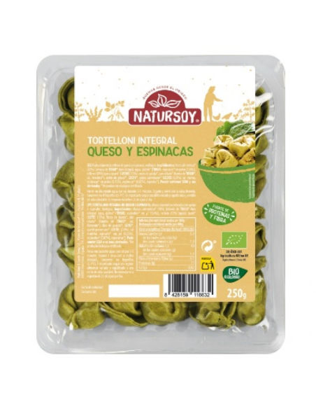 Tortelloni integrales con queso y espinacas