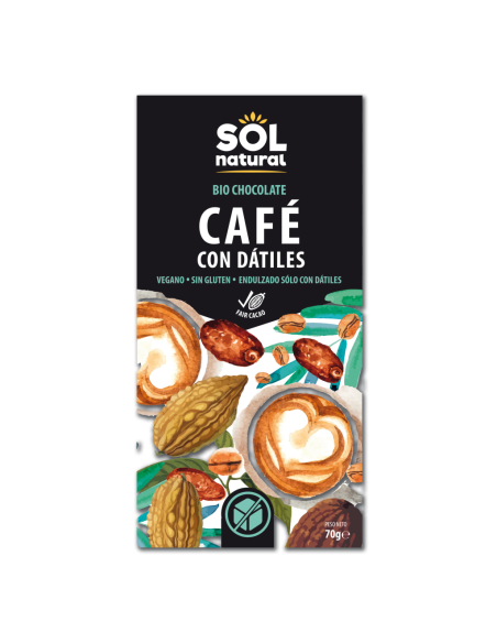 Tableta Chocolate De Café Con Dátiles Bio 70 g  de Solnatural