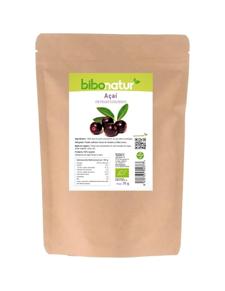 Acai Polvo Bio 70g Bibonatur  Superalimento Natural Saludable