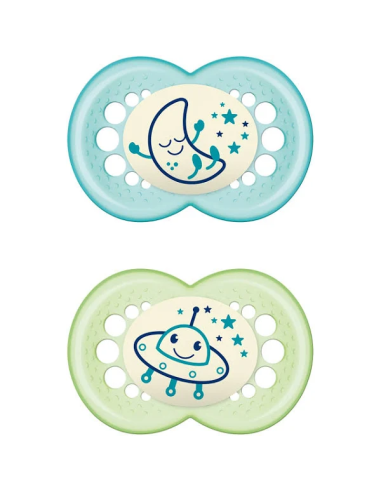 Chupete Night Sili Fisio +6M 2Un Neutro Noche de Mam