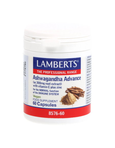 Ashwagandha 300 mg (Con Vitamina C y Zinc) 60 Caps. de Lamberts