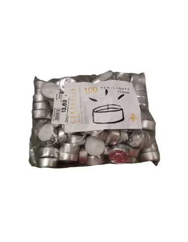 Vela 05 Horas Lamparillas Bolsa 100Uds de Cerabella