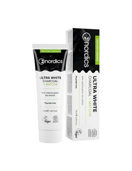 Dentifrico Ultra White Carbon Y Te Matcha Sin Fluor de Nordics Oral Care
