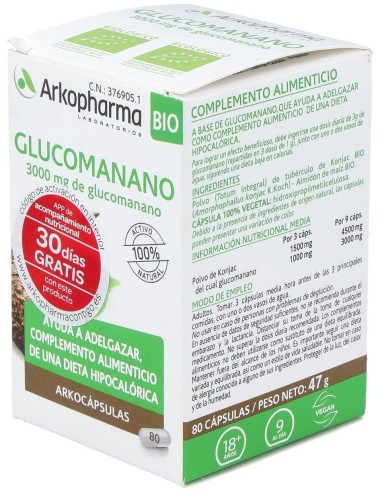Glucomanano 80 Arkocápsulas  Control Natural del Peso Saludable