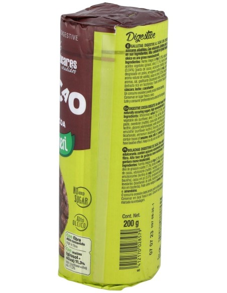 Galletas Digestive Cacao 0% Azucares 200 Gramos Santiveri