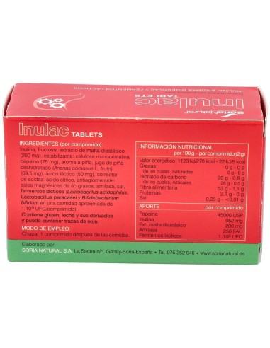 Inulac Tabletas 30 Comprimidos de Soria Natural