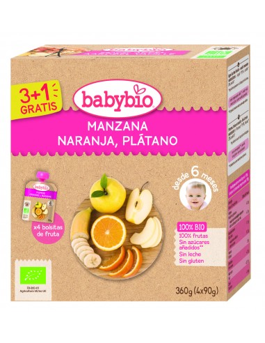 Manzana Naranja Platano Bio 4X90 G De Babybio