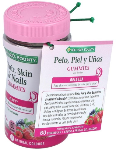 Gummies Biotina para Pelo, Piel y Uñas Natures Bounty 60uds