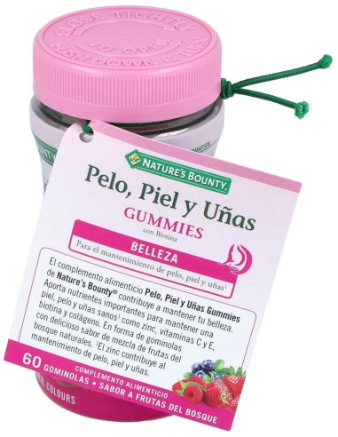 Gummies Biotina para Pelo, Piel y Uñas Natures Bounty 60uds