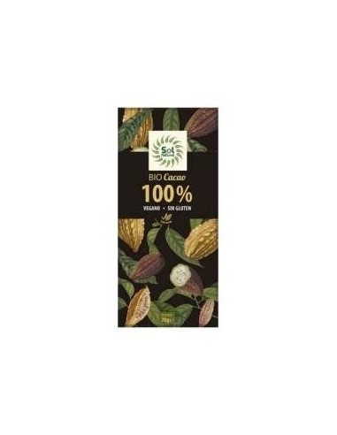 Tableta De Cacao Puro 100% Bio 70 Gramos  Sol Natural