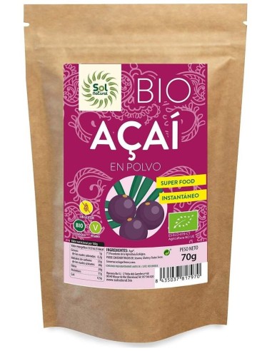 Açai en Polvo Bio 70g Solnatural  Superalimento Natural