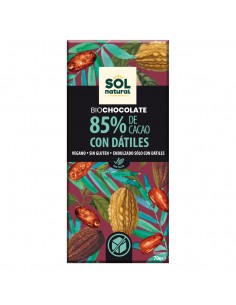 Tableta Chocolate Dark 85% Con Datiles Bio 70 G De Solnatural