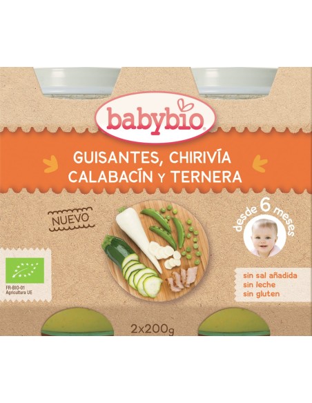 Babybio Menu Guisantes-Chirivia-Calabacin-Ternera de Babybio